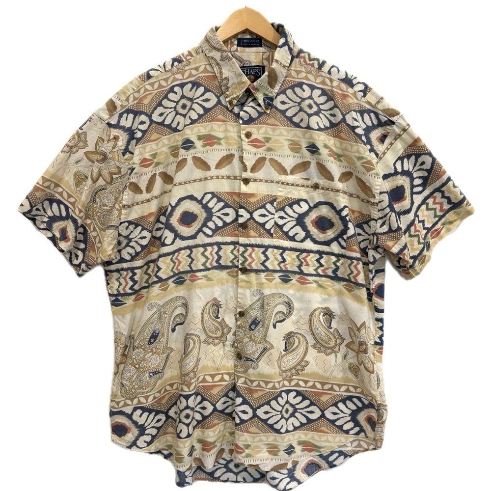 CHAPS Ralph Lauren Mens Tribal Aztec Short Sleeve Button Down Shirt Size XL